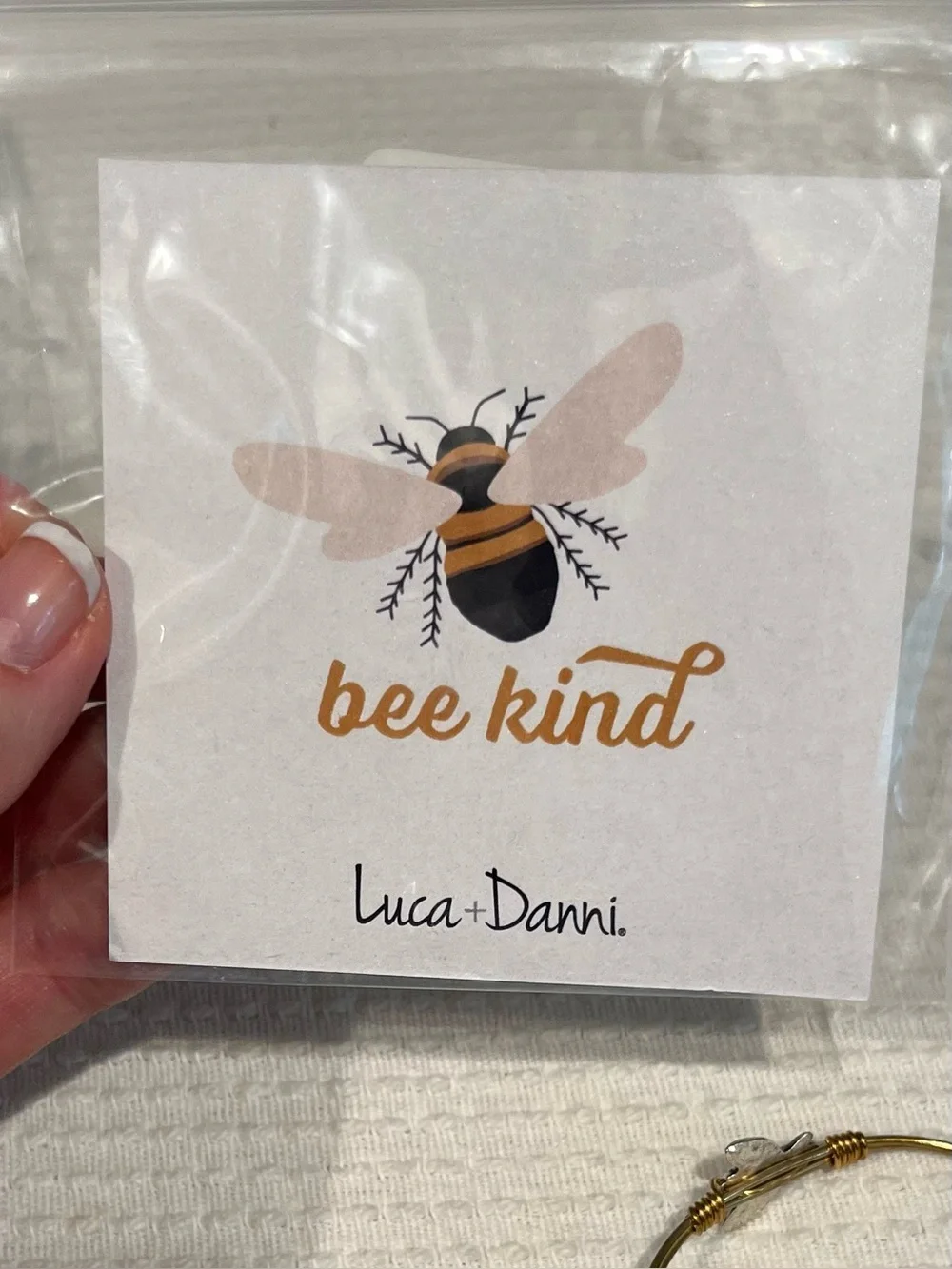 Luca + Danni Bee Kind Bangle Bracelet, Petite, LNWB, Brass and Silvertone